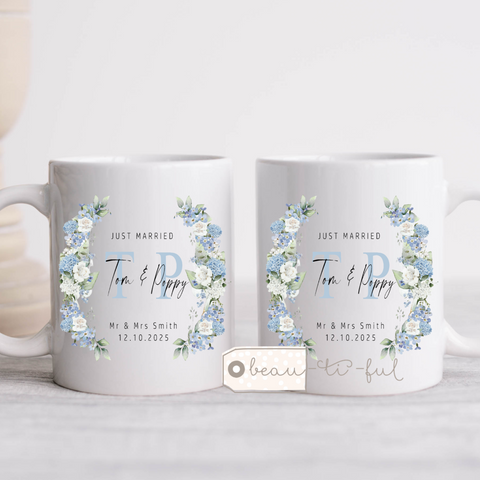 Personalised Wedding gift Mr Mrs Newlywed Bride Groom His Hers Wedding Gift Mug Set