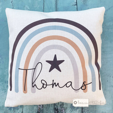 Personalised Name ... Blues Rainbow Design Cushion