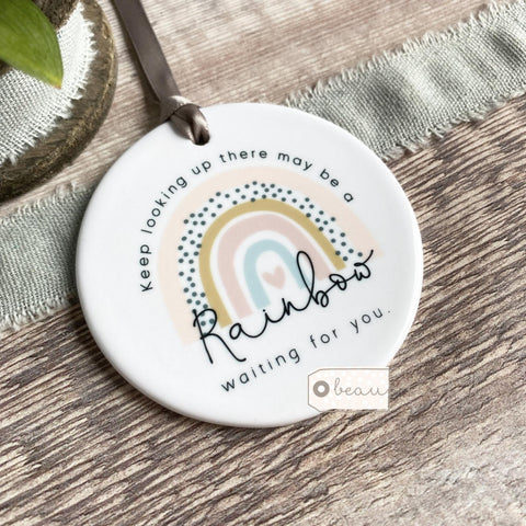 Keep looking up.... Pastel rainbow Quote Ceramic Keepsake