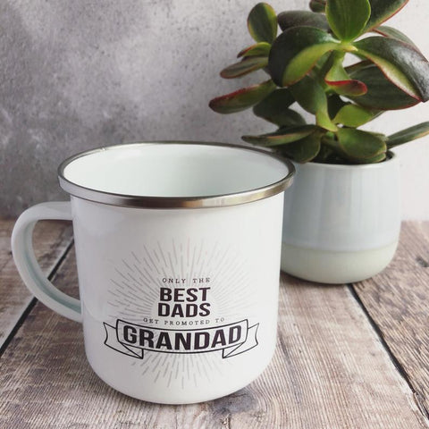 Only the Best Dads get promoted to .... Enamel mug Father’s Day