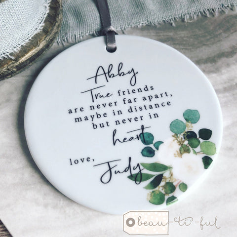 Personalised True friends are never far apart Botanical.. Keepsake