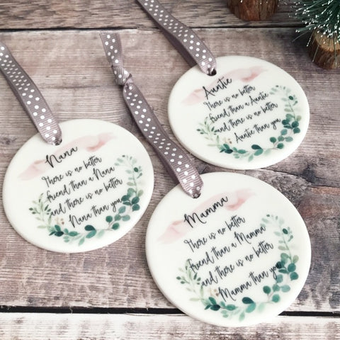 There is no better Friend than ... Botanical Round Ceramic Hanger