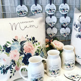 Loveliest....... Mum Nanna Grandma Blue Floral Design Home Quote Ceramic Vase Mother’s Day