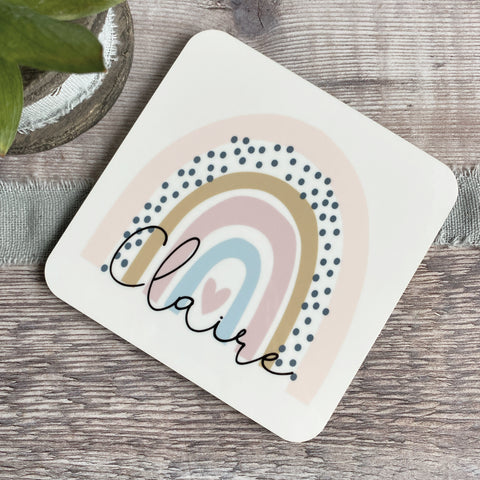 Personalised Name... pastel rainbow coaster