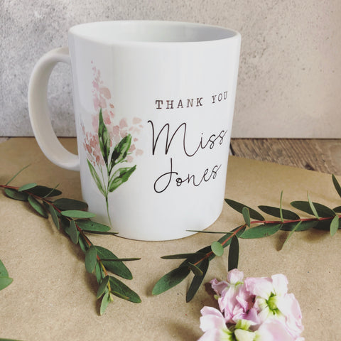 Personalised Thank You Floral Ceramic Mug