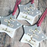 Personalised Family Christmas Signpost Ceramic Star Christmas Decoration Ornament