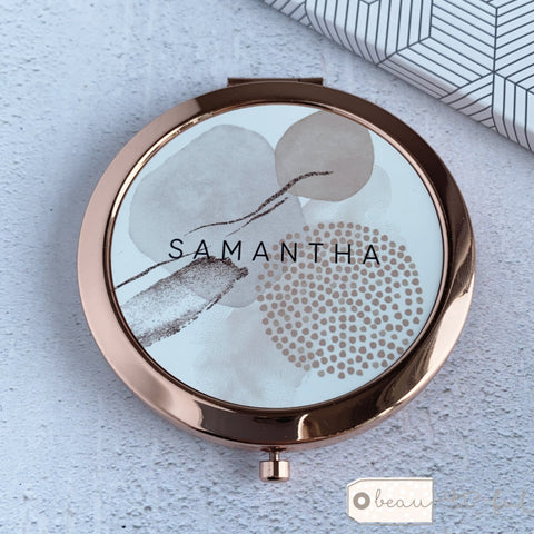 Personalised Name Abstract Rose Gold Compact Mirror