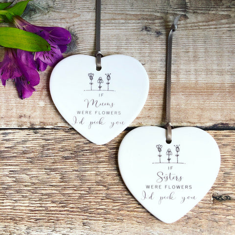 If .... were flowers, I’d pick you.... Female Relative Ceramic Heart - Keepsake