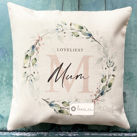 Personalised Loveliest ... Pink Floral Botanical Greenery Design Home Quote Cushion