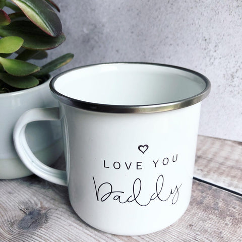 Love you with Heart detail ... Dad Enamel Mug