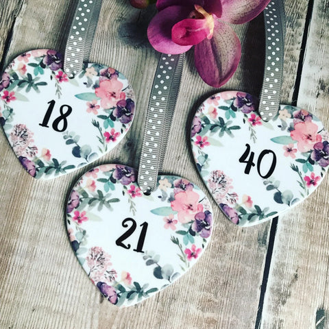 Milestone Age 18 21 30 40 50 60 70 Floral Birthday Detail Heart Keepsake