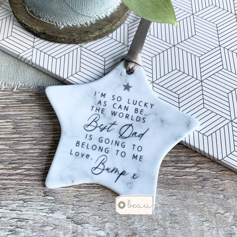 Personalised I’m so lucky... Dad to be Father’s Day Marble Style Star Keepsake