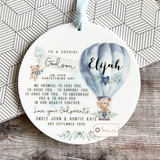 Personalised Christening Baptism Godson Goddaughter Promise Teddy bear Ceramic or acrylic Round Decoration Ornament Keepsake