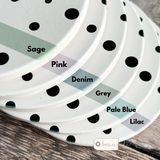 Personalised Name .. Polka Dot Design Linen Style Make Up Bag