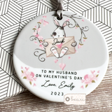 Personalised To my Wife Husband Boyfriend Girlfriend Valentine’s gift Bunny Round Ceramic Keepsake Valentine’s Gift
