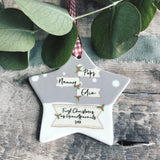 Personalised First Christmas as Grandparents Signpost Ceramic Star Christmas Decoration Ornament