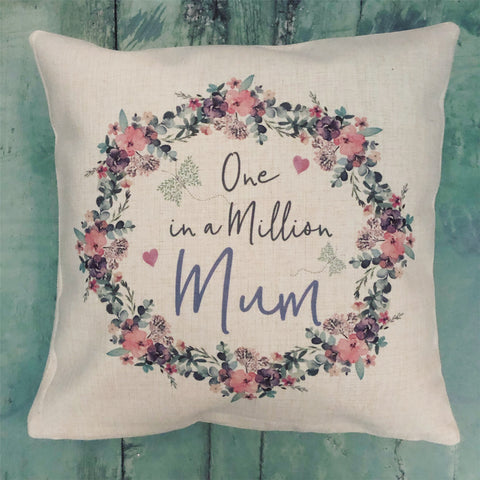 Personalised One in a Million Floral Butterfly Design Home Quote Linen Style Cushion