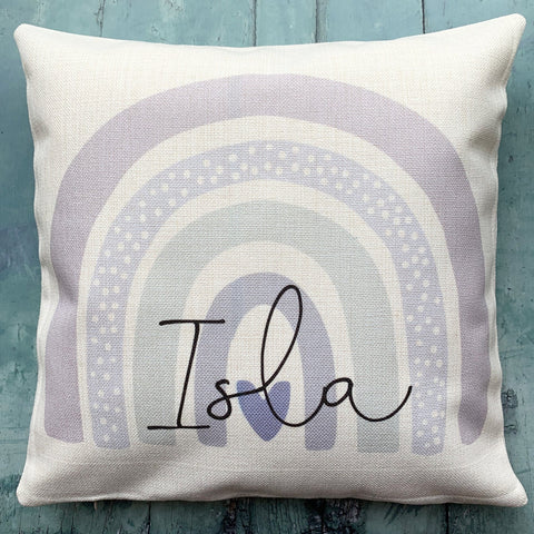 Personalised Name ... Pastel Lilacs Rainbow Design Cushion