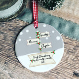 Personalised First Christmas as Grandparents Signpost Ceramic Round Christmas Decoration Ornament
