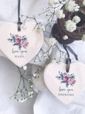 Love You Female Relative Floral Keepsake Heart