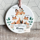 Happy Mother’s Day Mum Grandma Nan Nanna Gran Nanny Mummy Mammy Fox Greenery... Round Keepsake Hanger - Mother’s Day