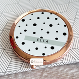 Personalised Name .. Polka Dot Design Linen Style Make Up Bag