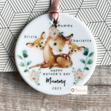 Happy Mother’s Day Mum Grandma Nan Nanna Gran Nanny Mummy Mammy Deer Greenery... Round Keepsake Hanger - Mother’s Day