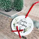 Personalised Baby’s First Christmas Botanical Round Ceramic Tree Hanger Decoration Ornament