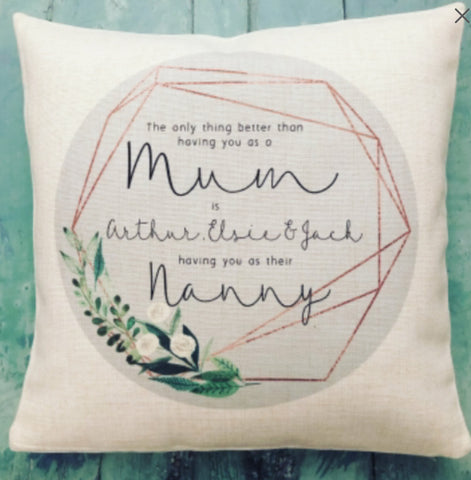 Personalised The only thing better than... Mum Botanical Design Home Quote Linen Style Cushion