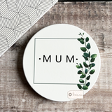 Personalised Name Greenery Ceramic Coaster