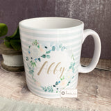 Personalised Name and Initial Stripe Floral Mug