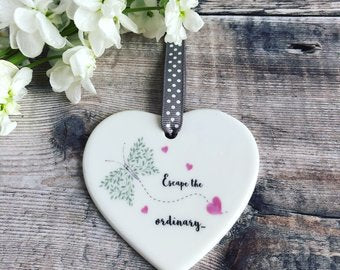 Escape the Ordinary Ceramic Heart with Heart and Butterfly