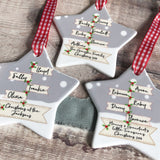 Personalised Family Christmas Signpost Ceramic Star Christmas Decoration Ornament