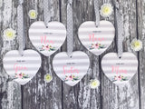 Grey Stripe Floral Detail For my.....  Female Relative Ceramic Heart