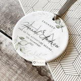 Personalised Engaged Married Anniversary Greenery Ceramic Round Decoration Ornament Keepsake