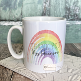 Personalised Thank You Teacher Teaching Assistant Rainbow Ceramic Mug
