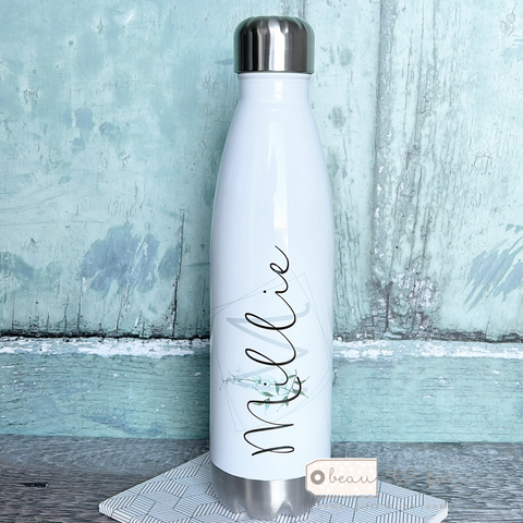 Personalised Initial and Name Modern Greenery Design Water Drinks Bottle