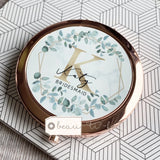 Personalised Initial and Name Geometric Greenery Rose Gold Compact Mirror
