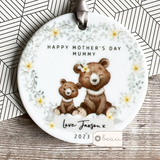 Happy Mother’s Day Mum Grandma Nan Nanna Gran Nanny Mummy Mammy Bear Greenery... Round Keepsake Hanger - Mother’s Day