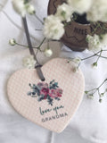 Love You Female Relative Floral Keepsake Heart