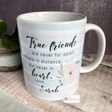 Personalised Name Friendship... Blue Stripe Floral Quote Mug