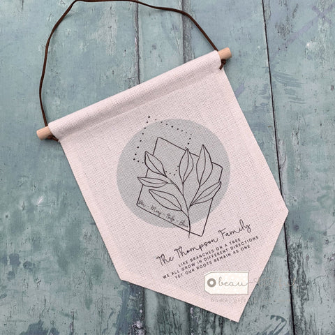Personalised Family like branches on a tree ... Botanical Design Linen Hanging Pennant