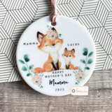 Happy Mother’s Day Mum Grandma Nan Nanna Gran Nanny Mummy Mammy Fox Greenery... Round Keepsake Hanger - Mother’s Day