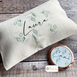 Personalised Name.....Botanical Leaves Design Linen style Make up Bag