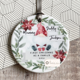 Personalised Christmas as A Family Santa Gnome Signpost Ceramic Round Christmas Decoration Ornament