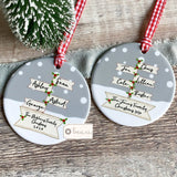 Personalised Family Christmas Signpost Ceramic Round Christmas Decoration Ornament