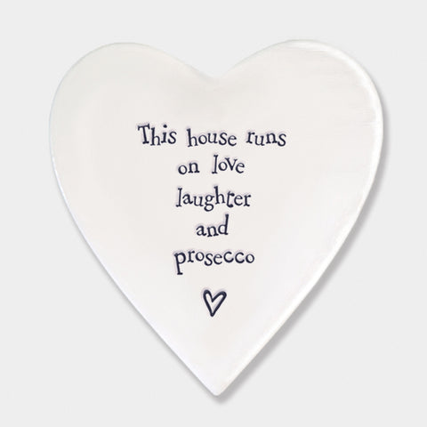 East of India This House runs on Porcelain Heart Coaster