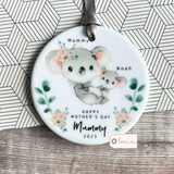 Happy Mother’s Day Mum Grandma Nan Nanna Gran Nanny Mummy Mammy Koala Greenery... Round Keepsake Hanger - Mother’s Day