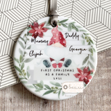 Personalised Christmas as A Family Santa Gnome Signpost Ceramic Round Christmas Decoration Ornament