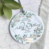 Personalised Mr & Mrs Wedding Anniversary Years Geometric Floral Greenery Ceramic Keepsake